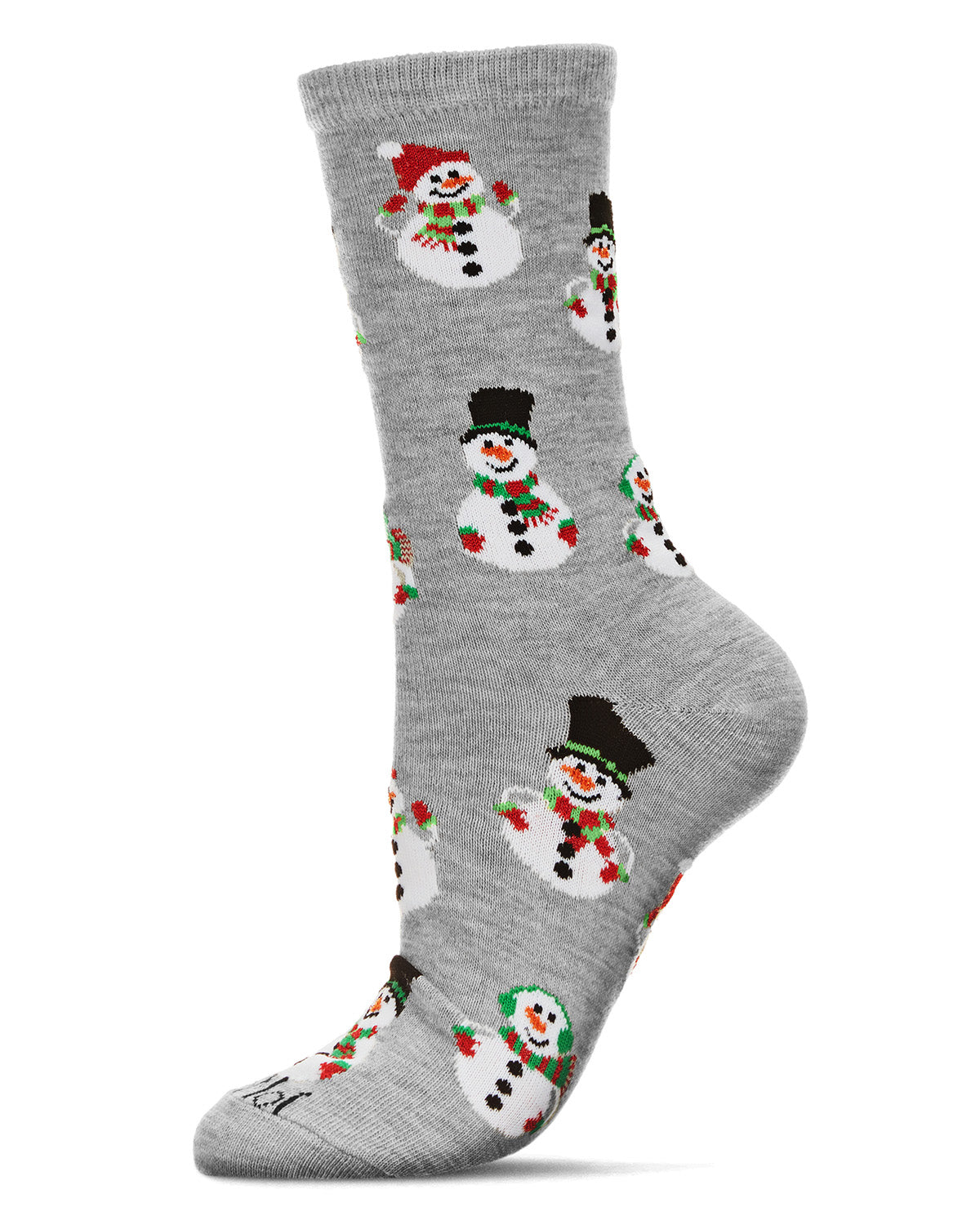 Women's Smiley Snowman Holiday Crew Socks : Color: Med Gray Heather