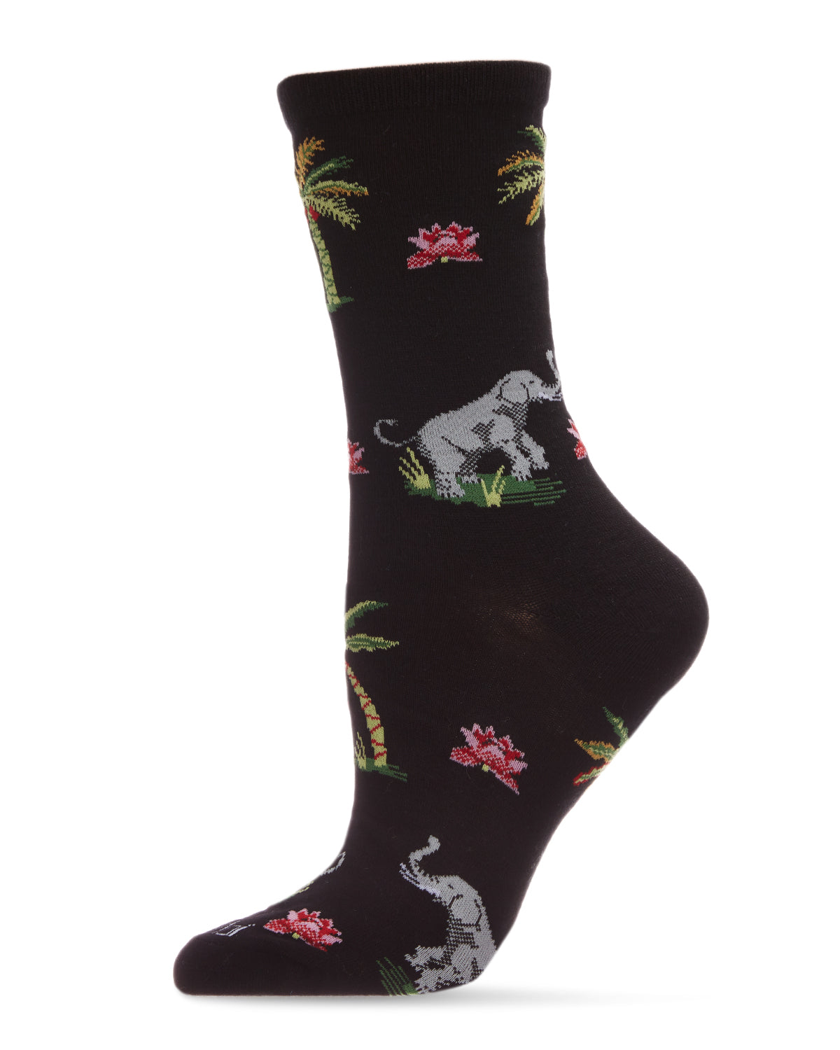 Elephant Safari Bamboo Blend Crew Socks : Color: Black
