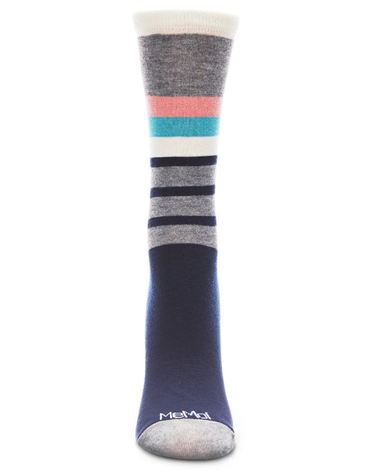 Leg Stripes Bamboo Blend Crew Sock : Color: Navy