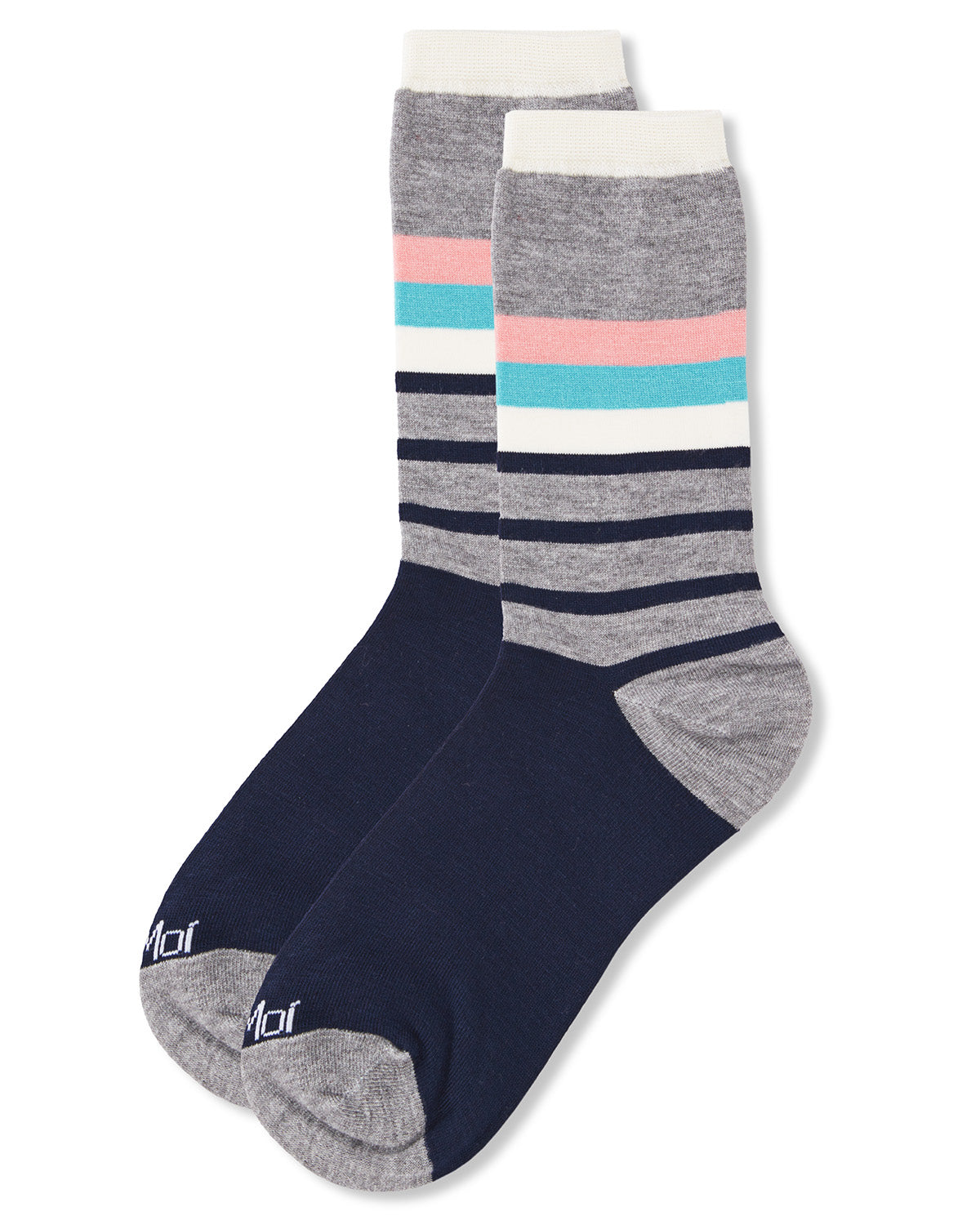 Leg Stripes Bamboo Blend Crew Sock : Color: Navy