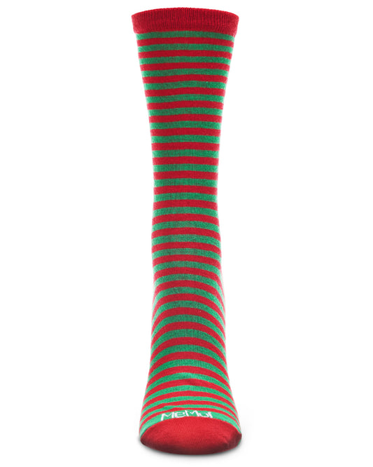 Colorful Stripes Bamboo Blend Crew Socks : Color: Tango Red