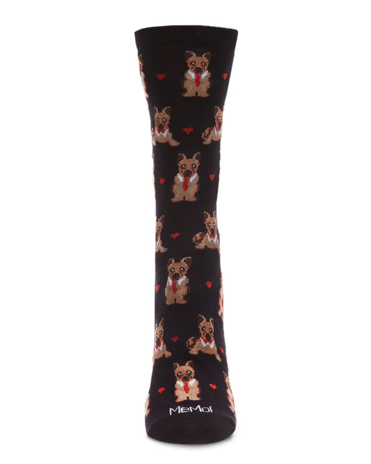 Bowtie Dog Bamboo Blend Crew Socks : Color: Black
