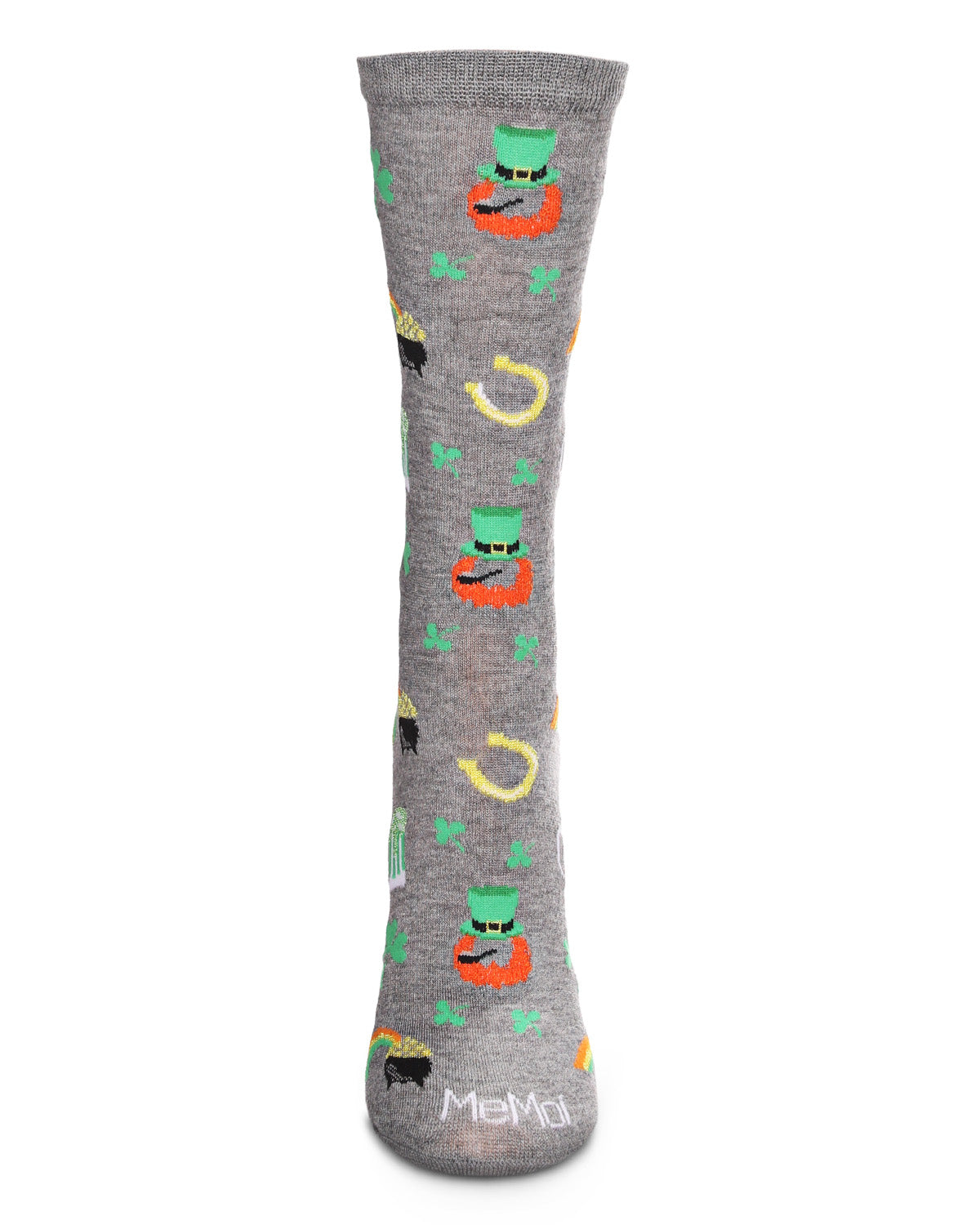 Women's Luck Of The Irish Rayon from Bamboo Blend Crew Socks : Color: Med Gray Heather