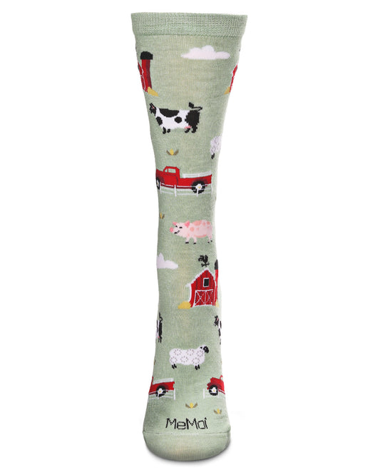 Farm Fun Bamboo Blend Crew Socks : Color: Moss
