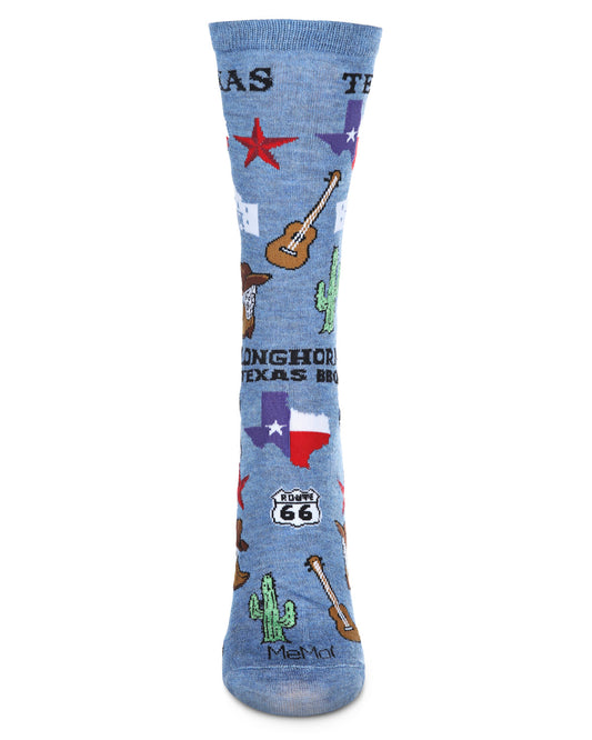 Women's Texas Bamboo Blend Crew Socks : Color: Denim Heather