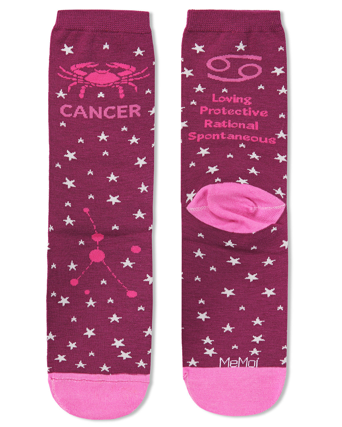 Women's Cancer Zodiac Sign Crew Socks : Color: Grape