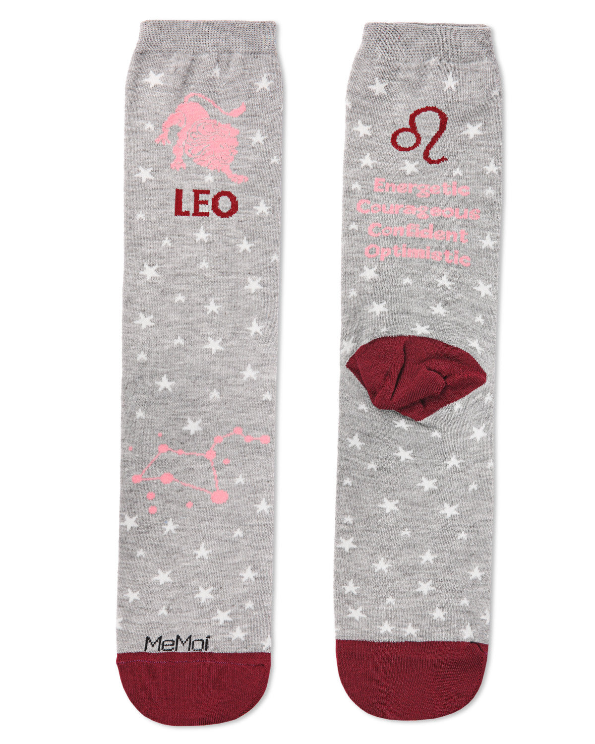Women's Leo Zodiac Sign Crew Socks : Color: Med Gray Heather