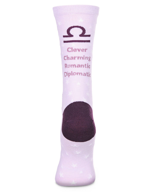 Women's Libra Zodiac Sign Crew Socks : Color: Lavender