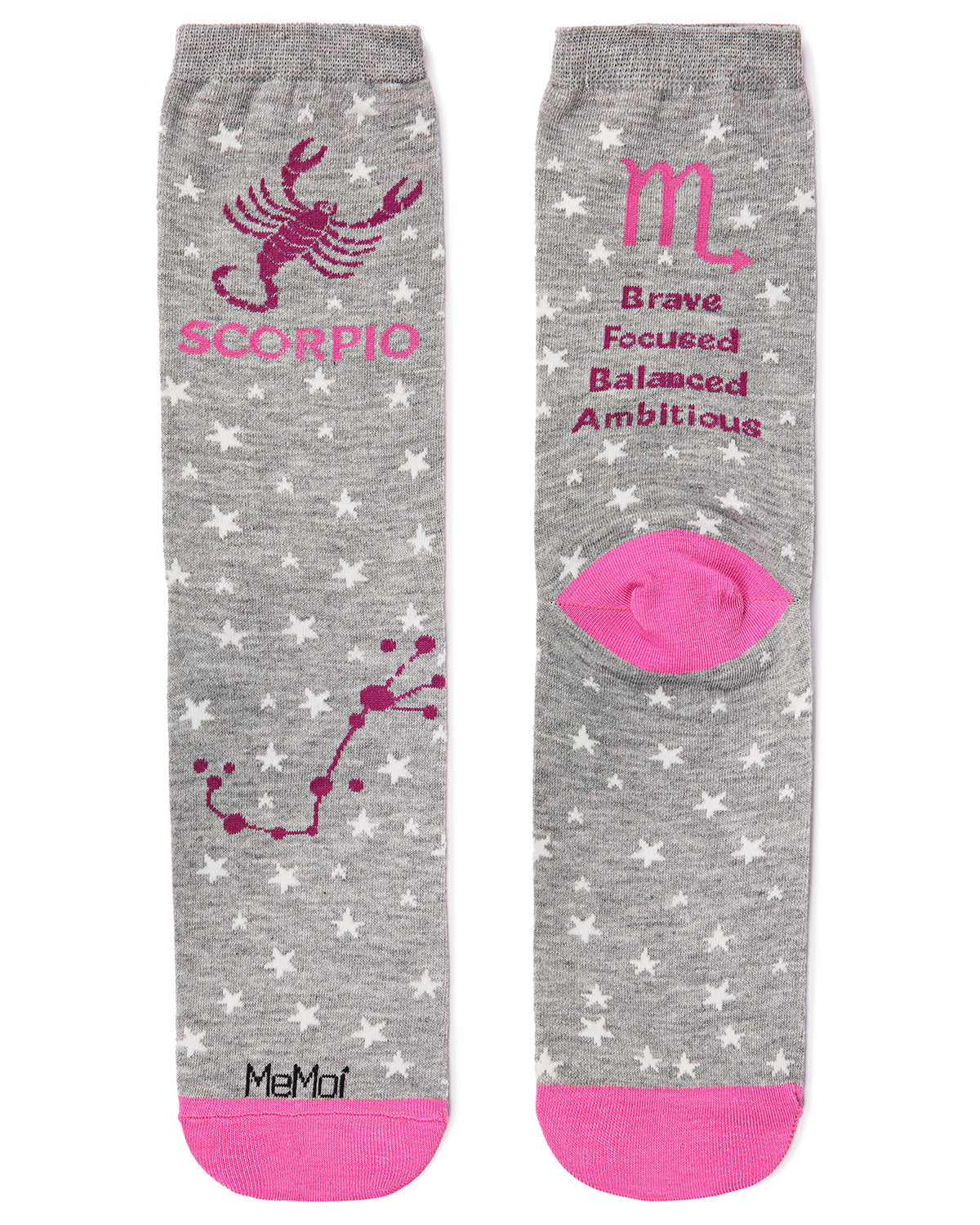 Women's Scorpio Zodiac Sign Crew Socks : Color: Med Gray Heather