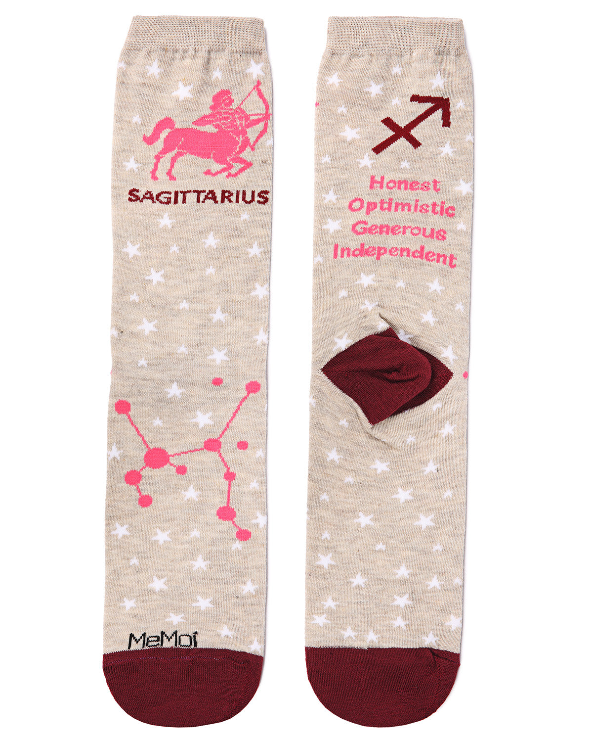 Women's Sagittarius Zodiac Sign Crew Socks : Color: Hemp Heather
