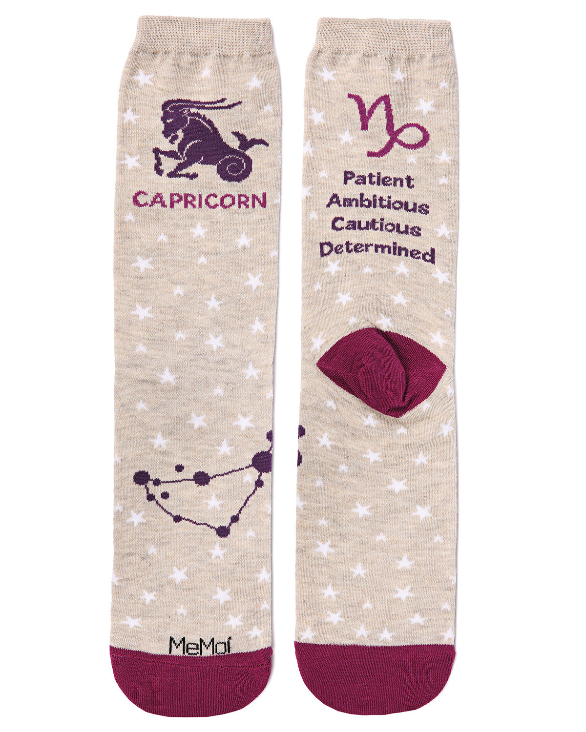 Women's Capricorn Zodiac Sign Crew Socks : Color: Hemp Heather