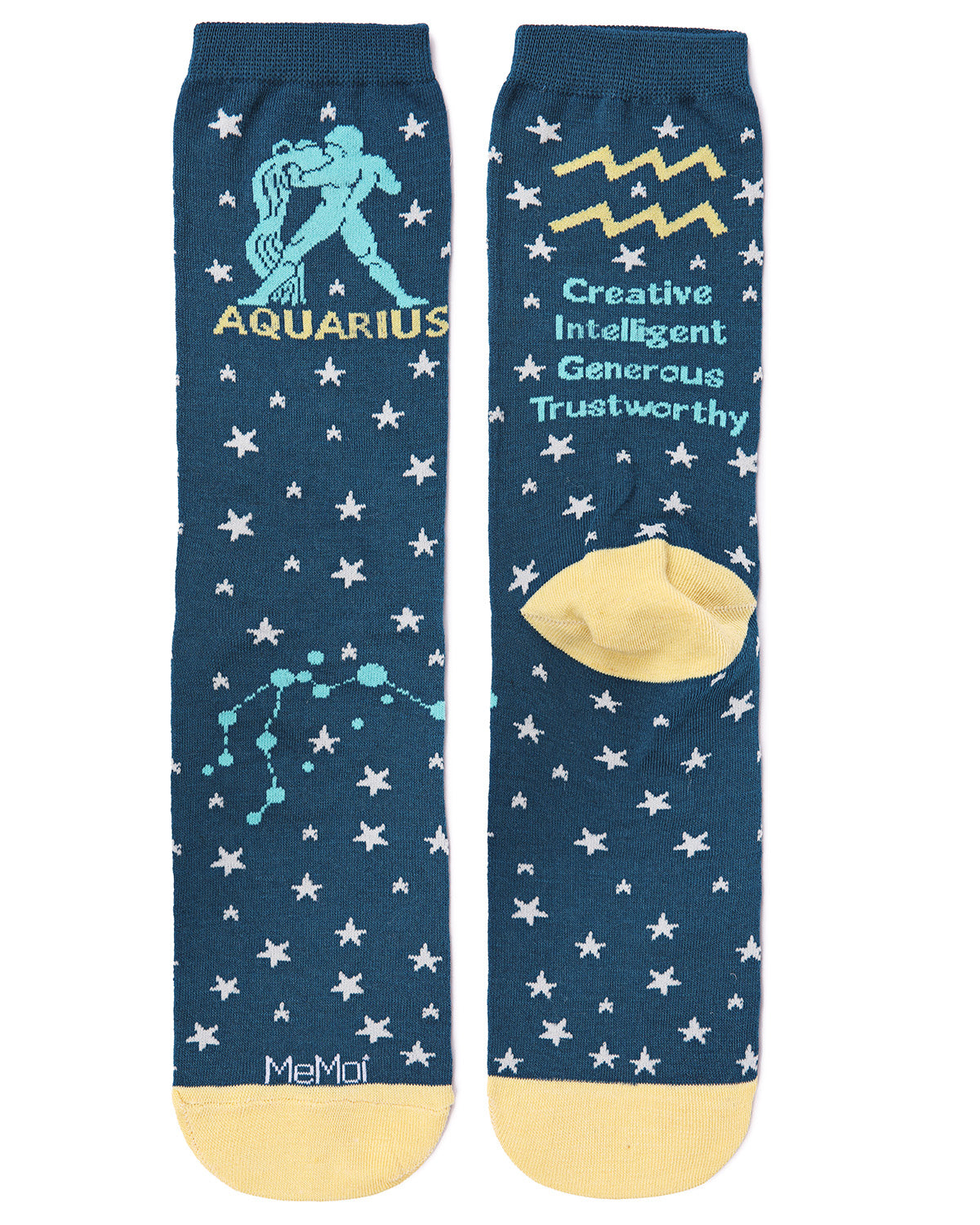 Women's Aquarius Zodiac Sign Crew Socks : Color: Dark Teal