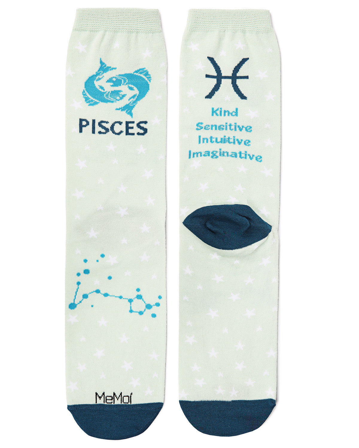 Women's Pisces Zodiac Sign Crew Socks : Color: Mint