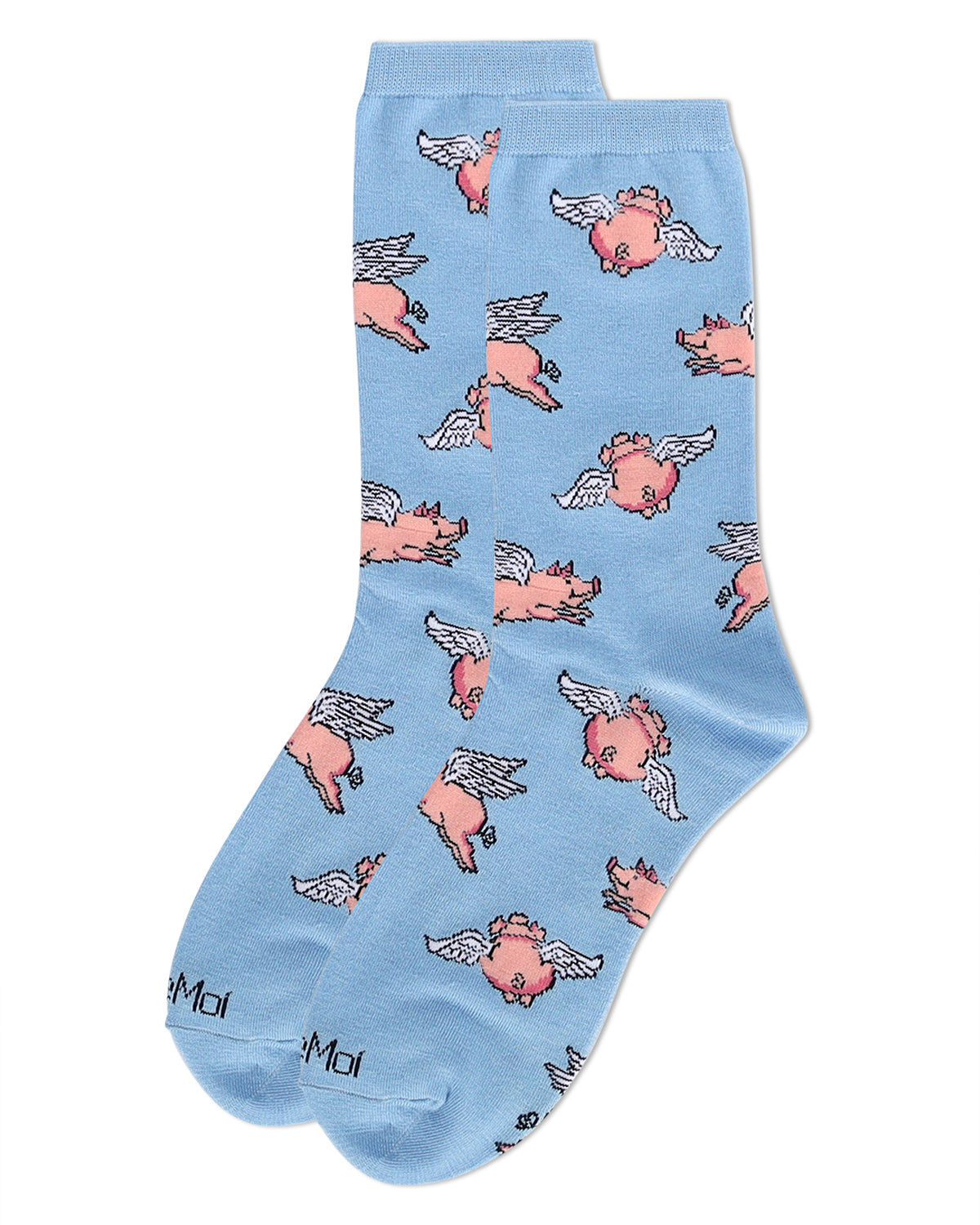 Women's Flying Pigs Bamboo Crew Socks : Color: Light Blue