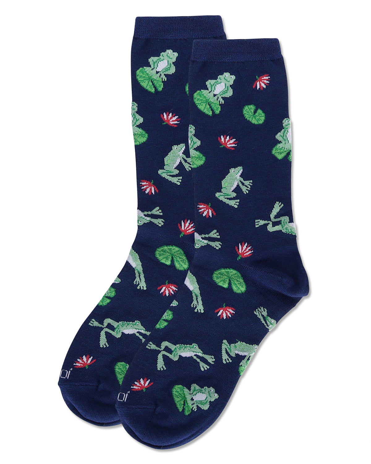 Women's Frogs Bamboo Crew Socks : Color: Navy