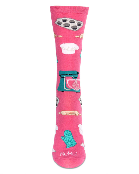 Women's Baking Bamboo Crew Socks : Color: Magenta