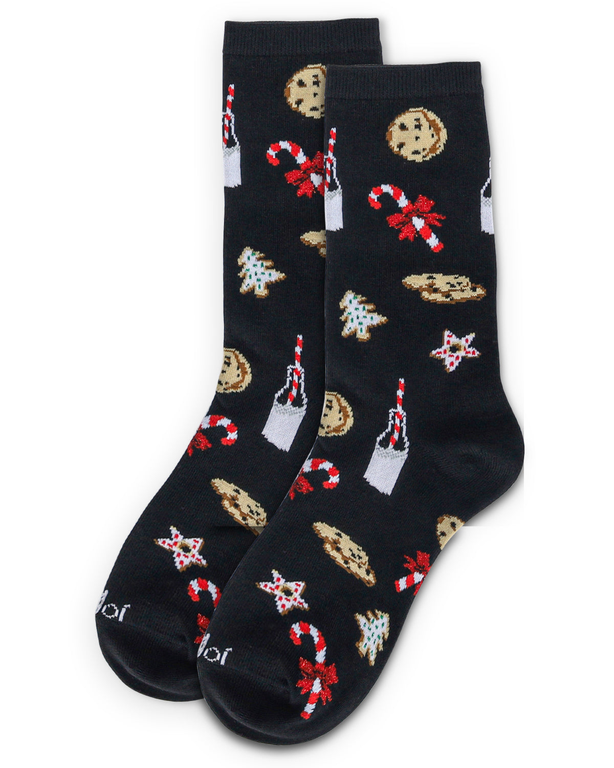 Women's Milk & Cookies Holiday Crew Socks : Color: Black