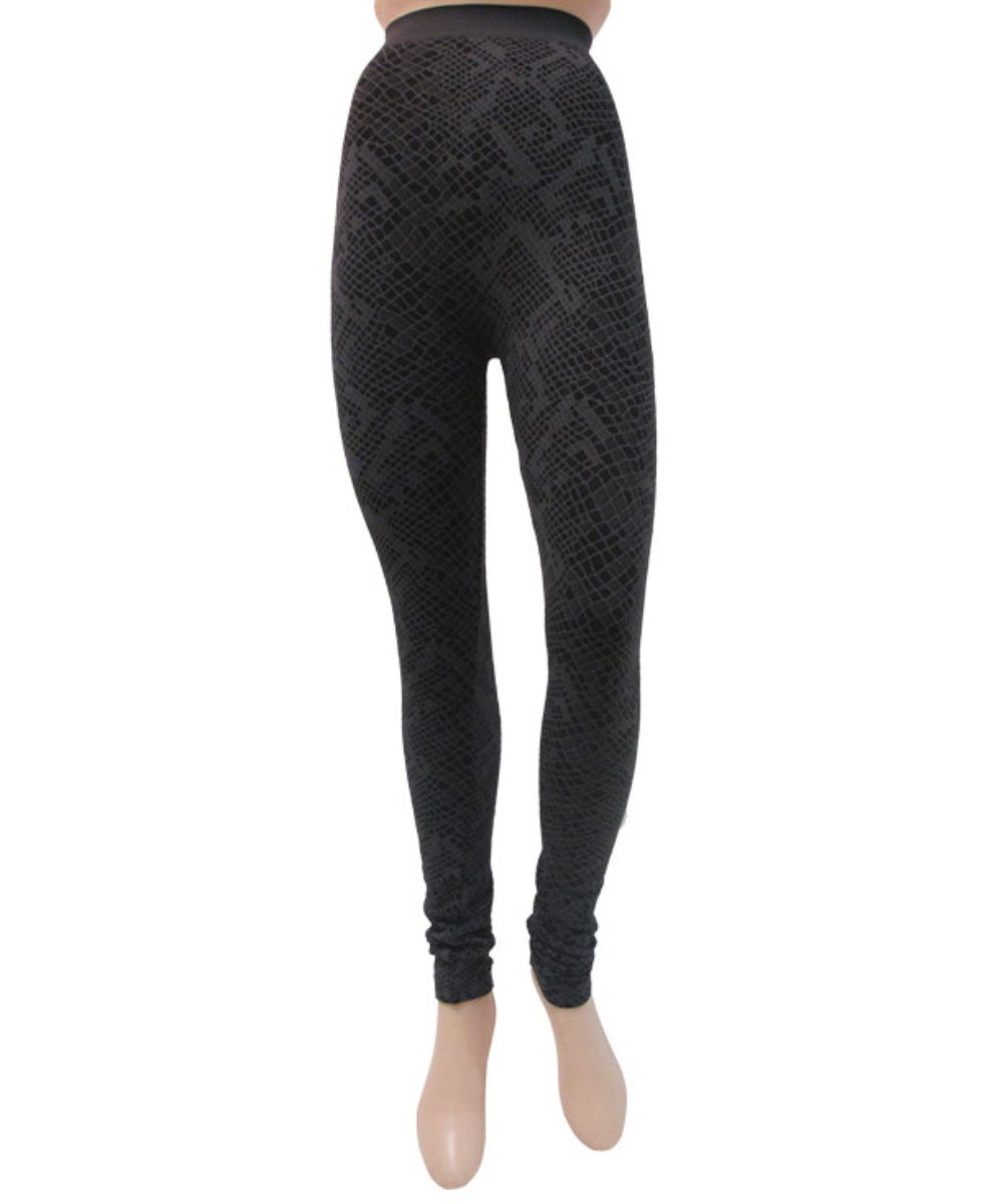 Mulga High-Waisted Black Snakeskin Leggings : Color: Black