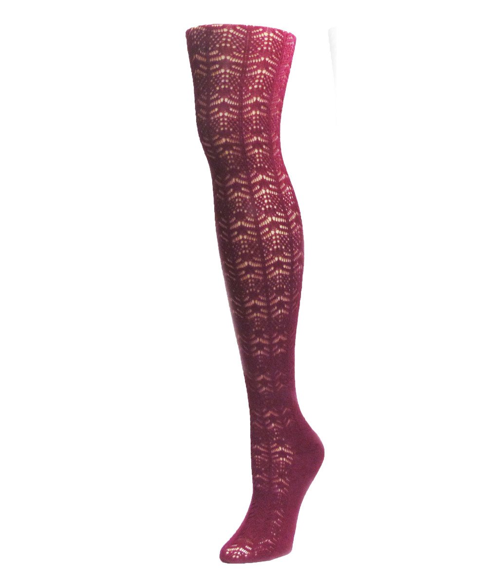 Expanded Crochet Cashmere Blend Tights : Color: Cabernet