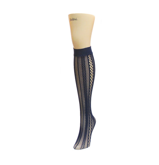 Panel Symmetry Net Knee High Sock : Color: Evening Blue