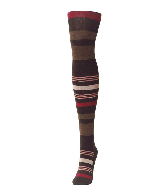Stripe Palette Cotton Blend Sweater Tights : Color: Brown Heather