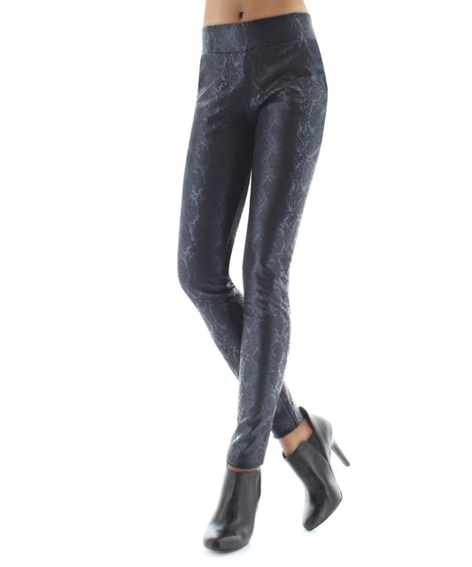 Sophisticated Metallic Snakeskin Leggings : Color: Black