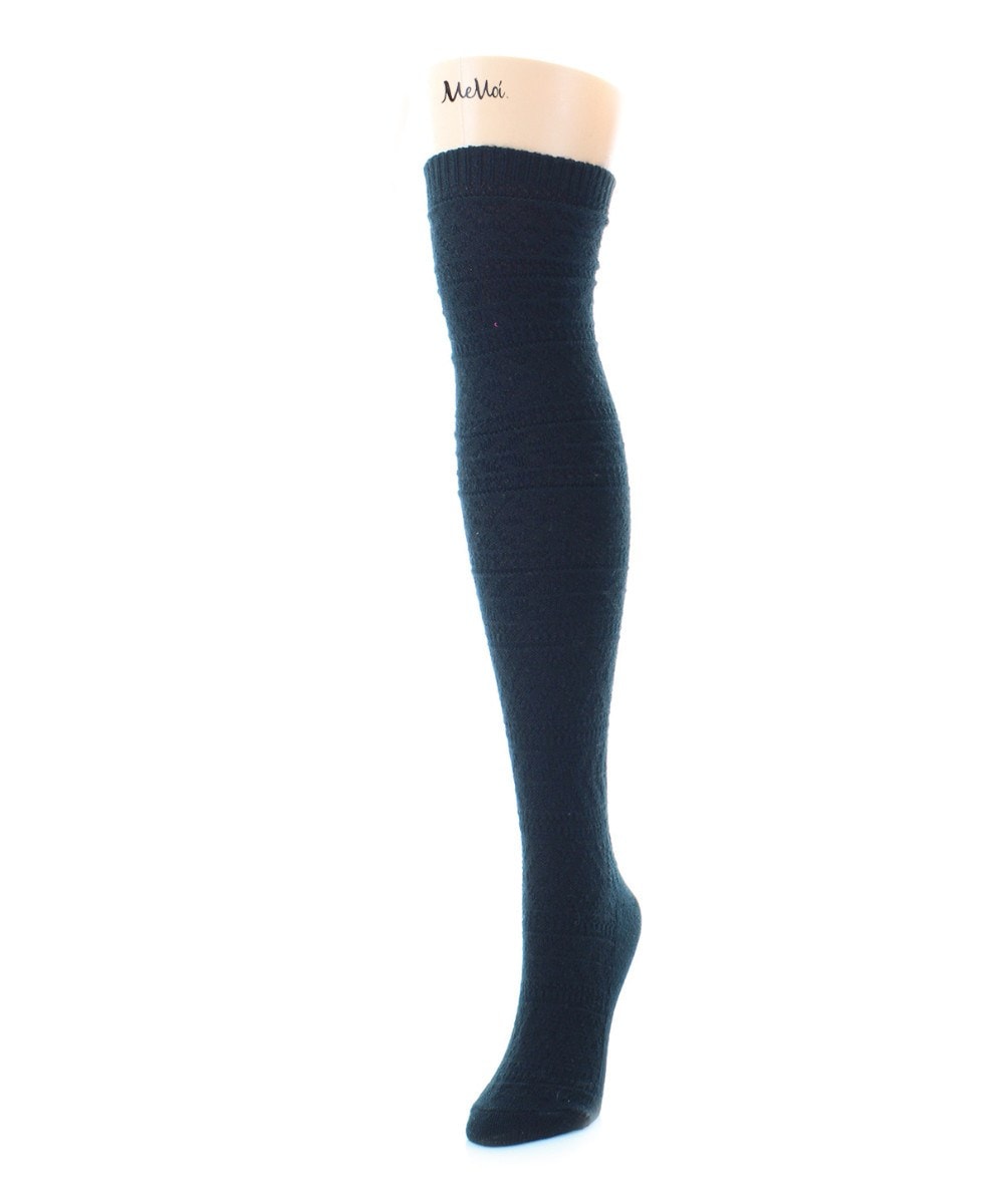 Textured Fair Isle Over The Knee Socks : Color: Black
