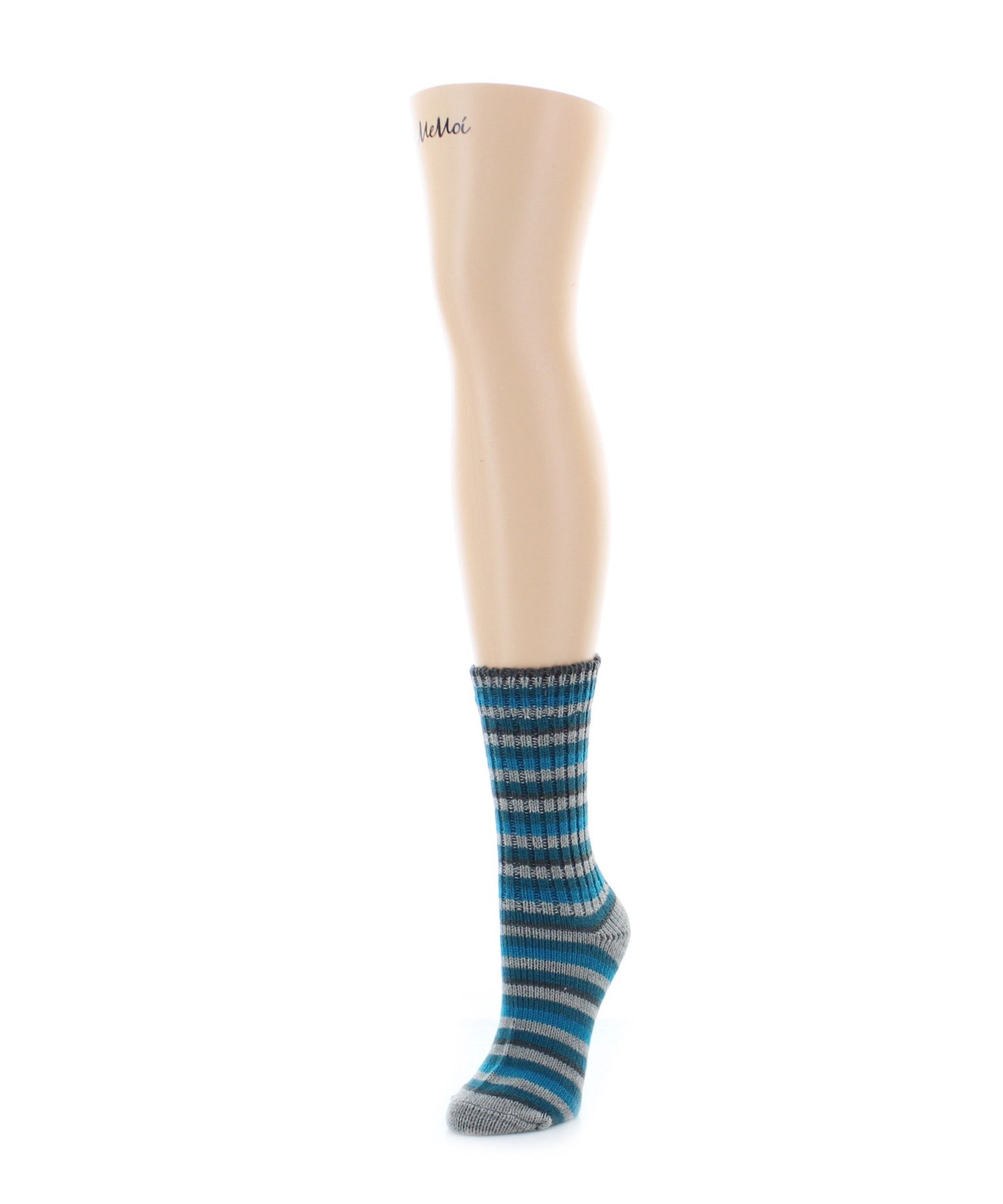 Women's Tonal Stripes Ribbed Boot Socks : Color: Light Gray Heather