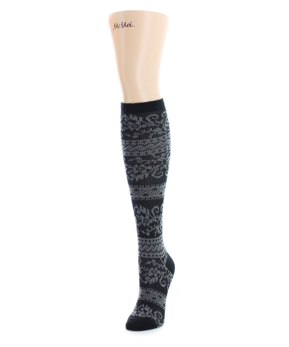 Compu Garden Cotton Blend Knee High Sock : Color: Black