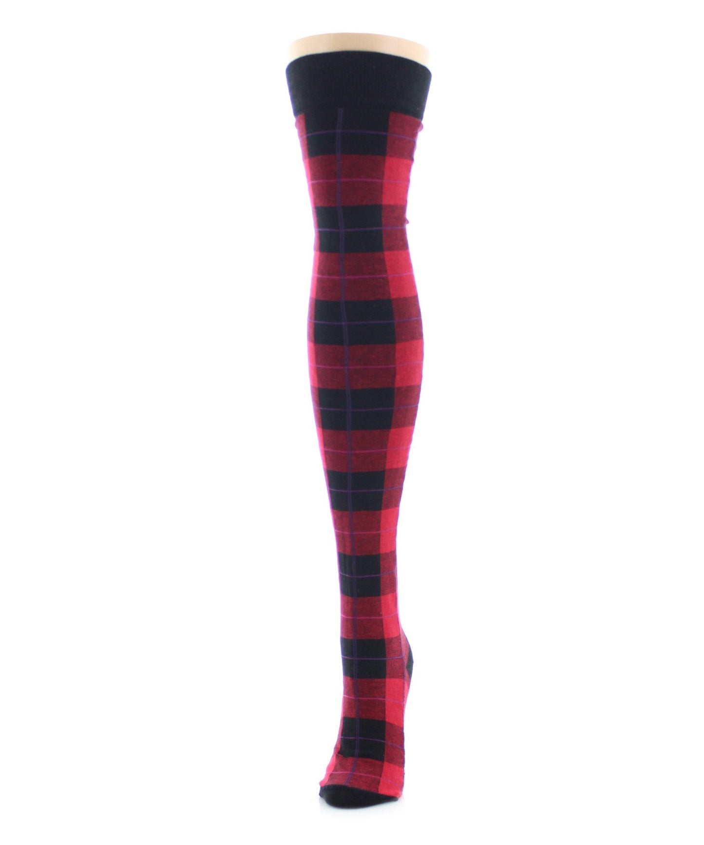 Famous Tartan Plaid Over The Knee Warm Socks : Color: Red