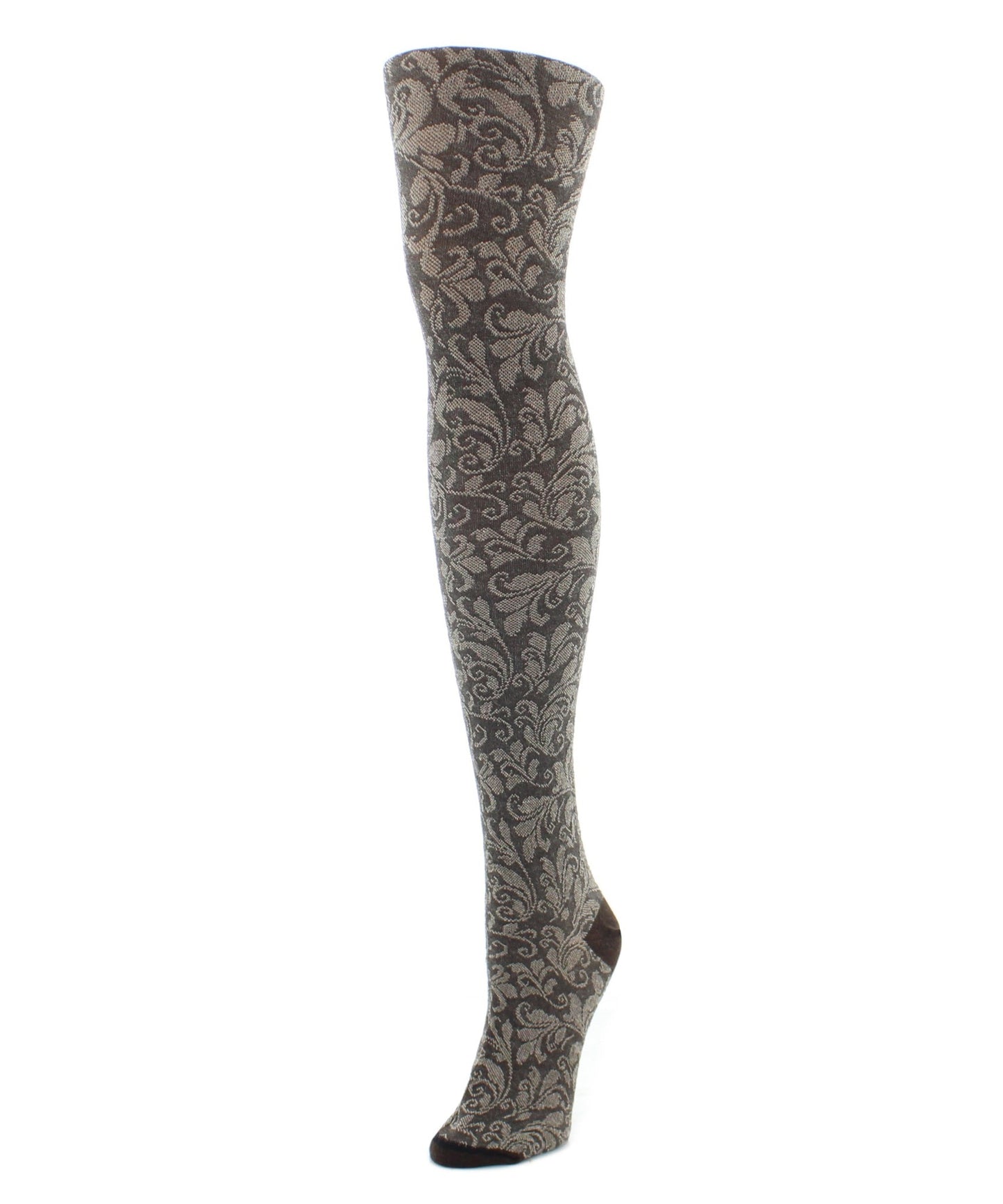 Fall Fashion Flirtatious Filigree Sweater Tights : Color: Brown Heather