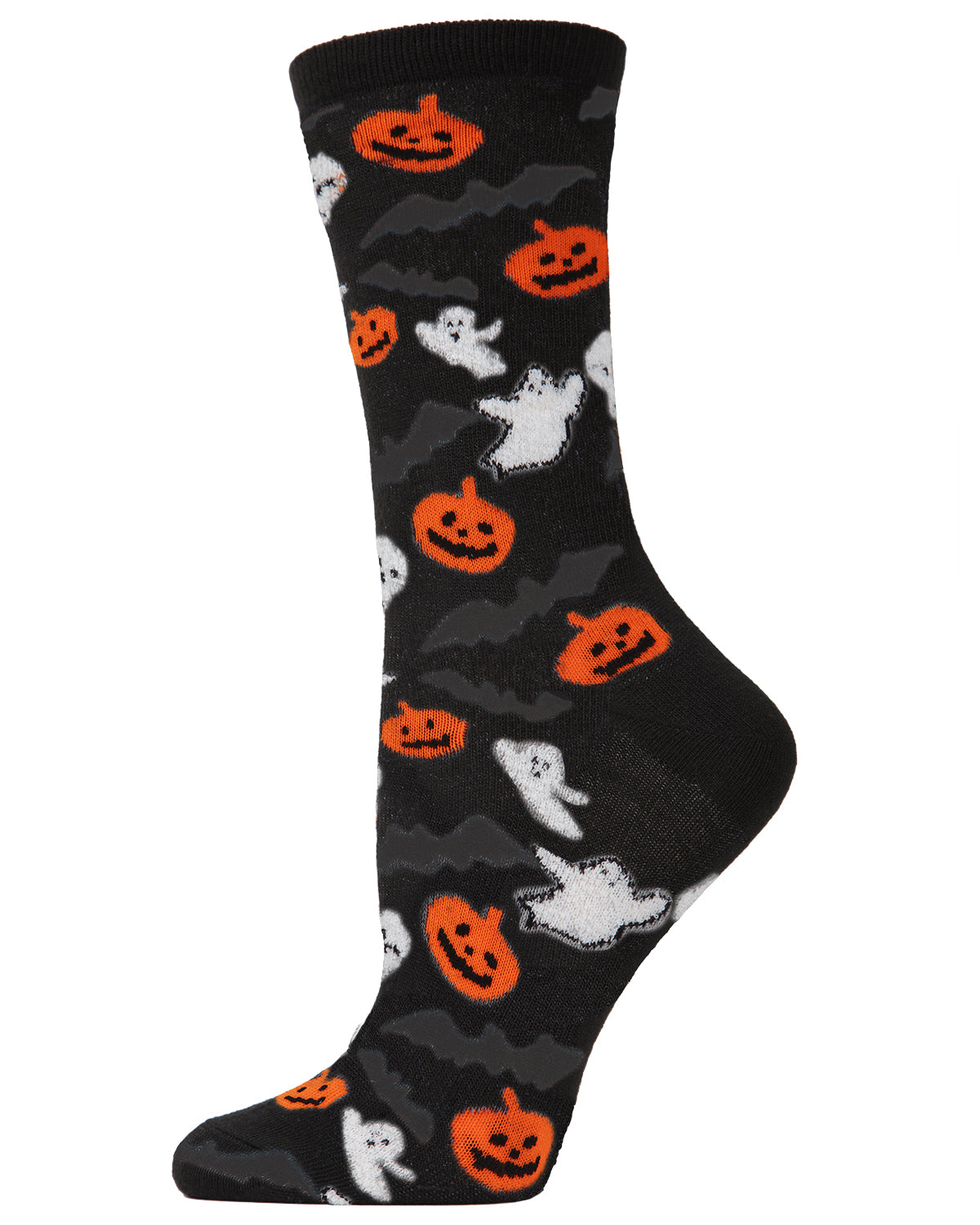 Women's Ghouls and Pumpkins Crew Socks : Color: Black