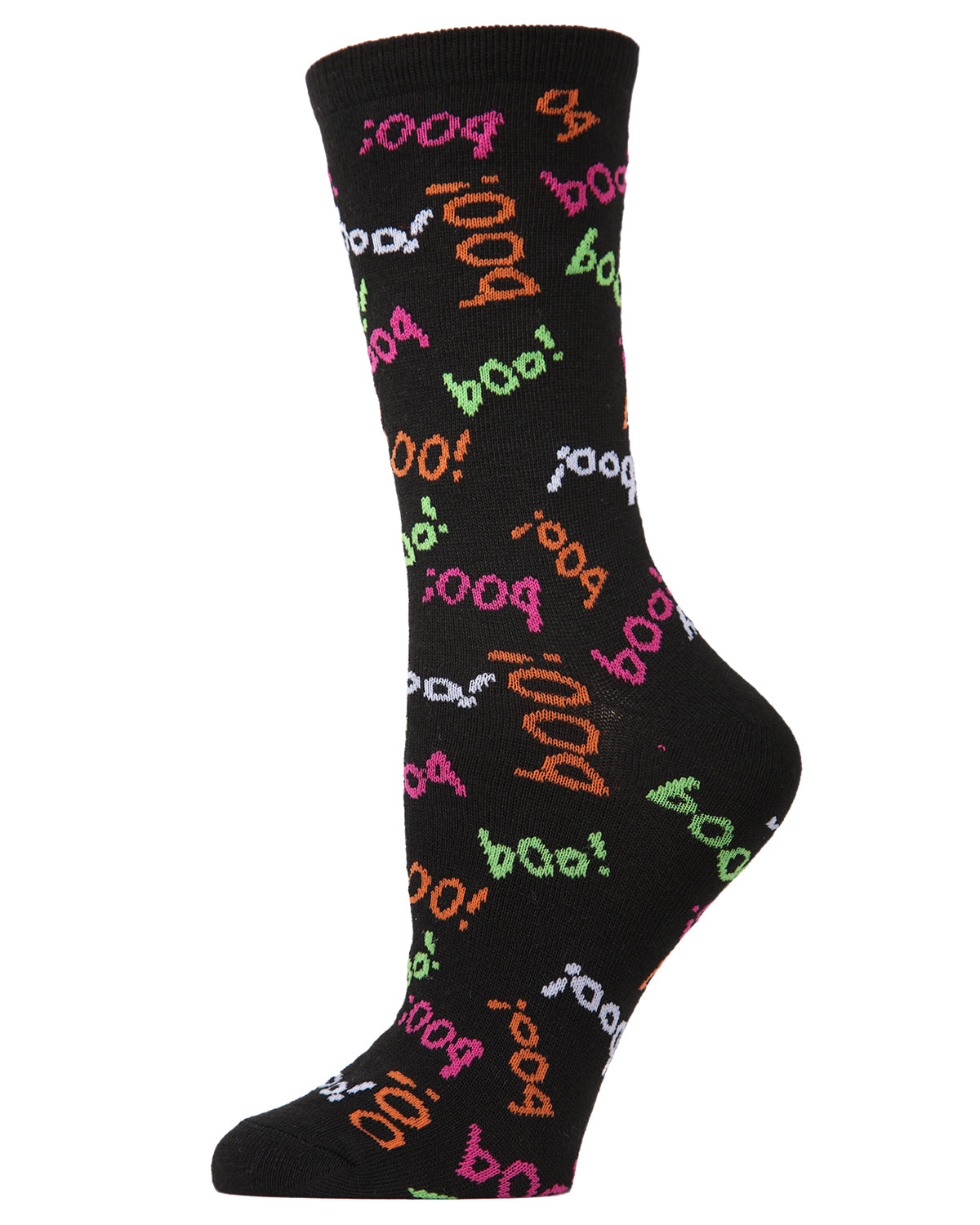 Women's Boo on You Halloween Novelty Crew Socks : Color: Black