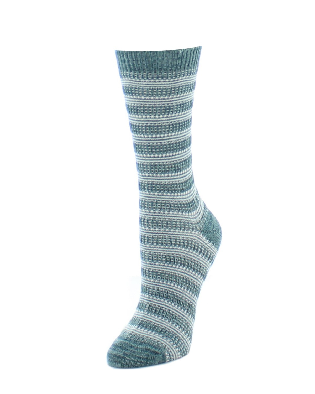 Marled Stripe Fuzzy Cotton Blend Boot Socks : Color: Seafoam