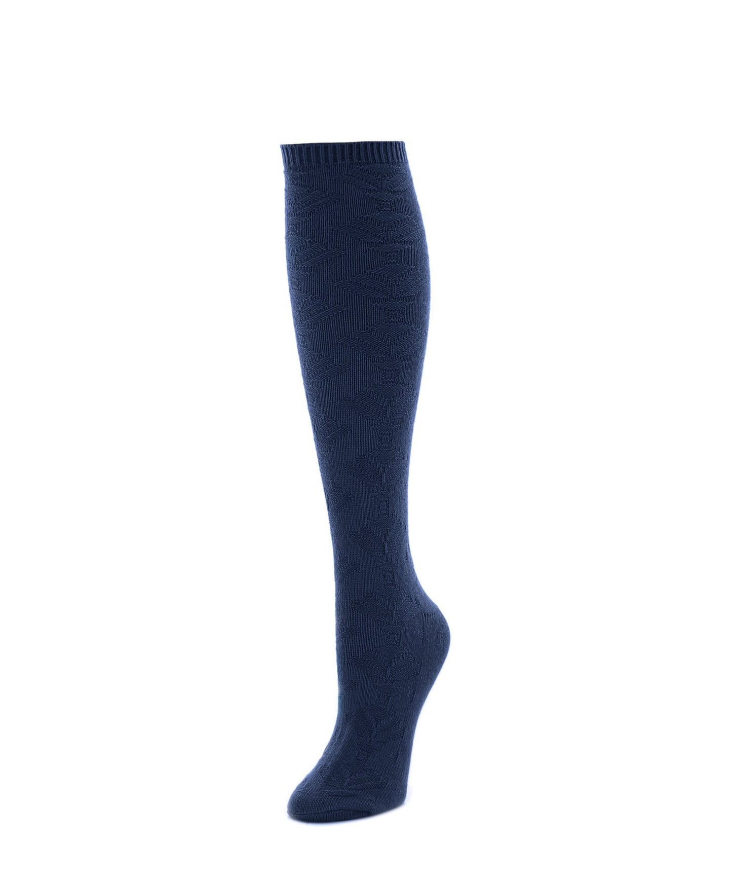 Women's Flower Lined Ribbed Knee High Socks : Color: Chai Tea