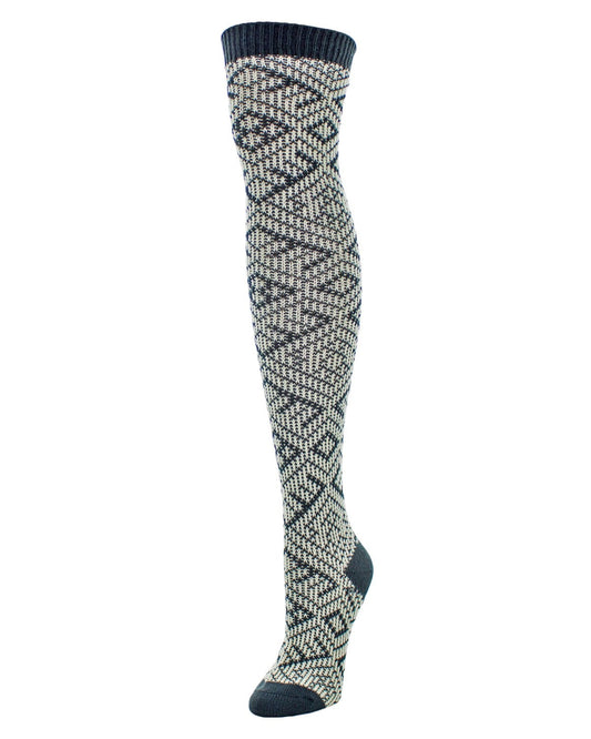 Checkers & Weaves Over The Knee Socks : Color: Black