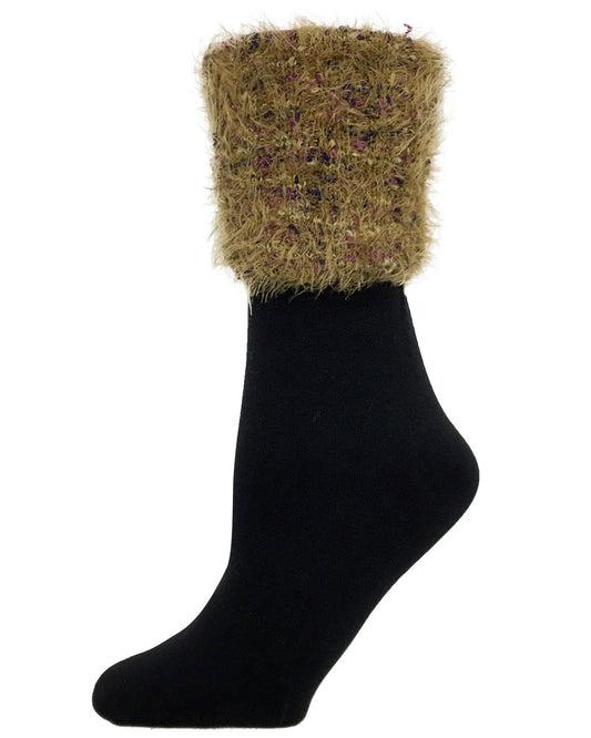 Manchester Fleece-Lined Wide Cuff Crew Socks : Color: Black/Mustard