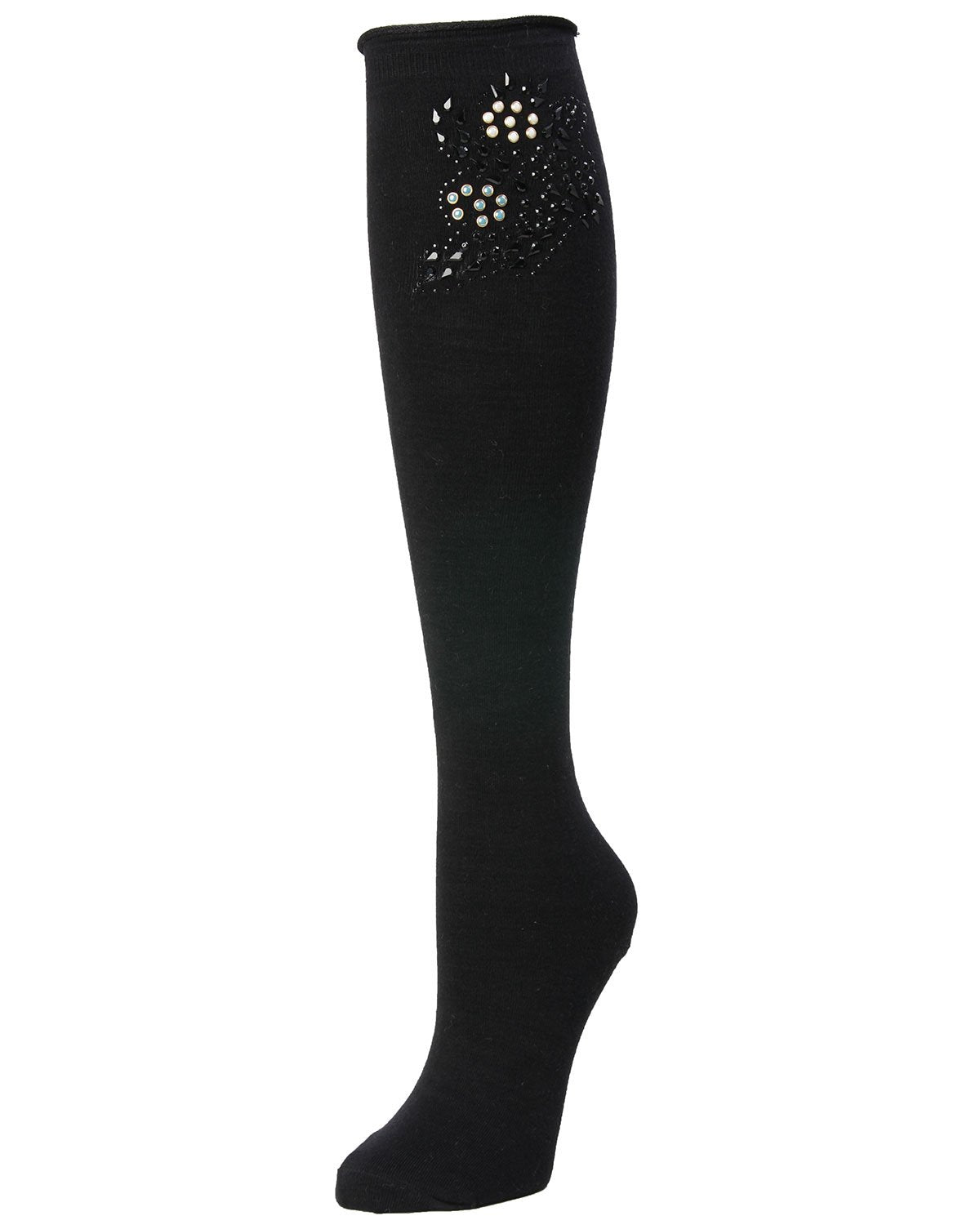 Women's Sweet Dazzle Cotton Blend Knee High Socks : Color: Black