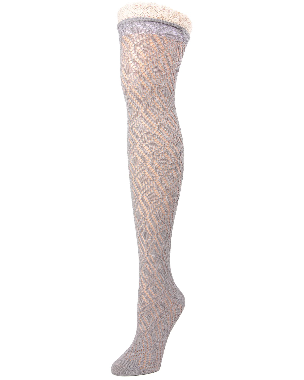 Moulin Crochet Combed Cotton Over the Knee Sock : Color: Medium Gray Heather