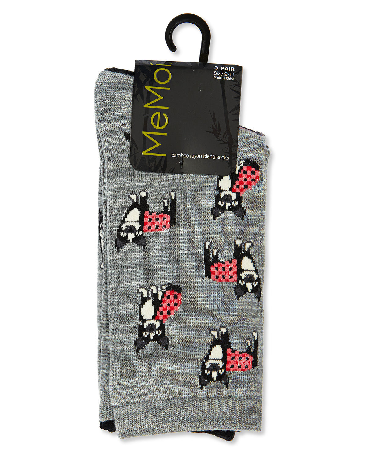 Women's 3 Pair Pack Boston Terrier Bamboo Blend Crew Socks : Color: Crockery