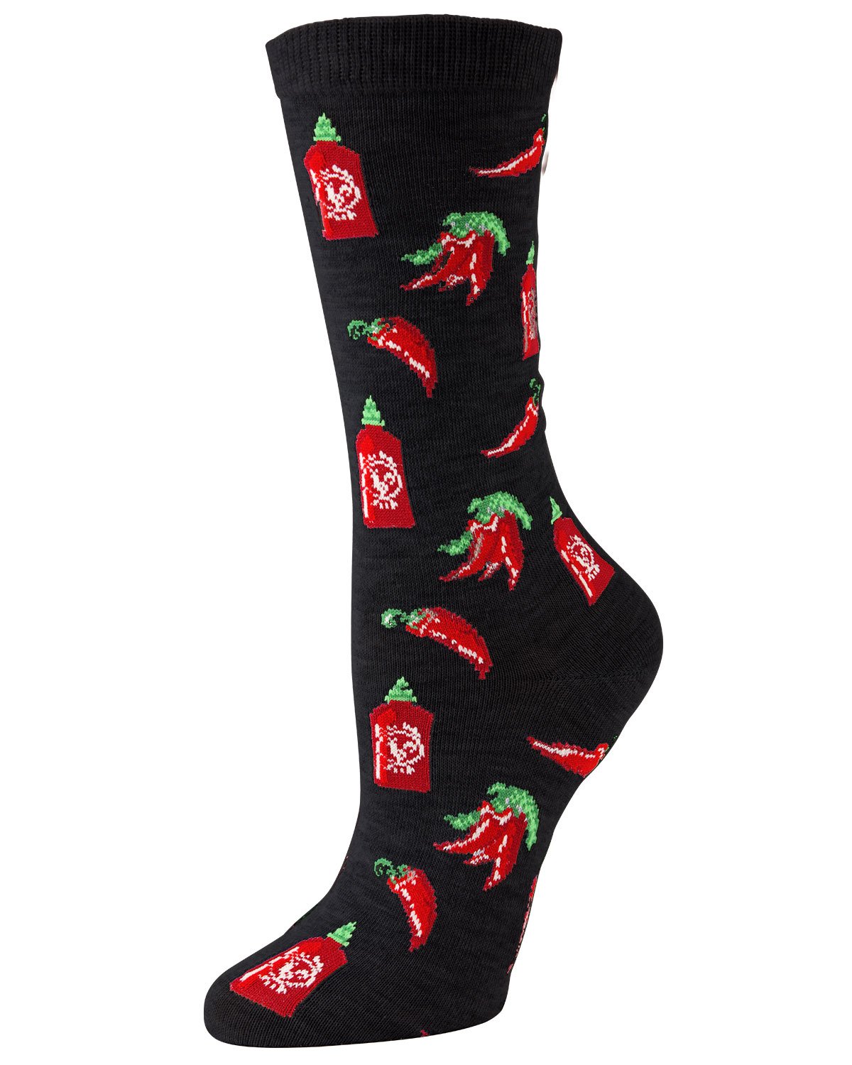 Hot Sriracha Bamboo Blend Crew Socks : Color: Black