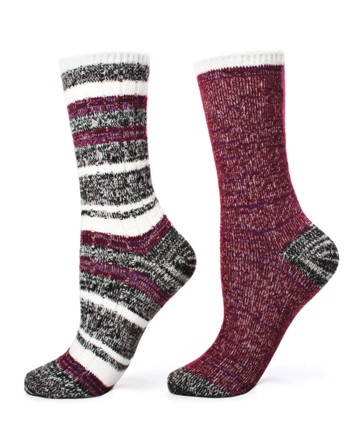 Multi Stripe Buttersoft Cotton Blend Crew Sock 2 Pack : Color: Black-Purple