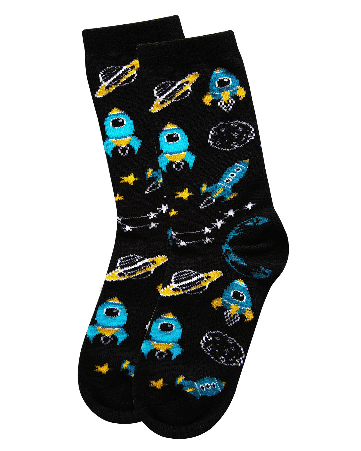 Boys' Rocket Ship Rayon from Bamboo Crew Socks : Color: Black