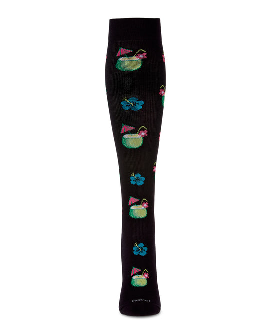 Women's Coconuts in Paradise Bamboo Blend 8-15mmHg Graduated Compression Socks : Color: Black