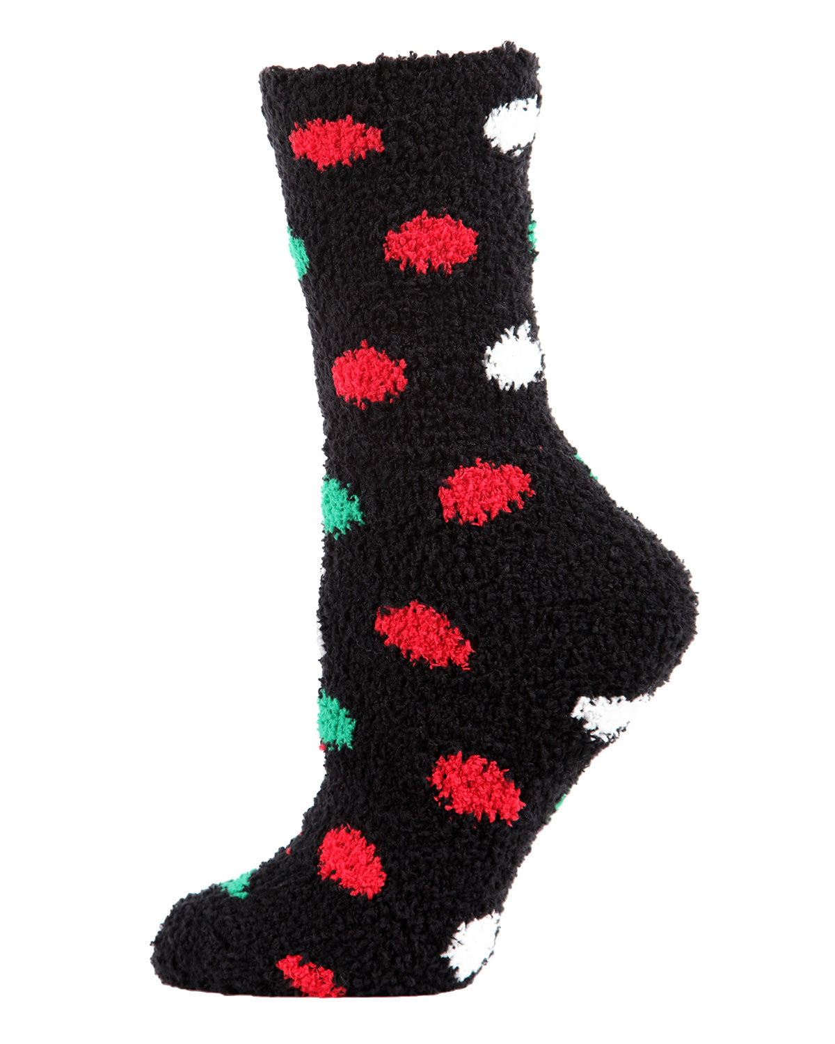 Fleece Navidad Cozy Polka-Dot Socks & Gift Bag Set : Color: Black