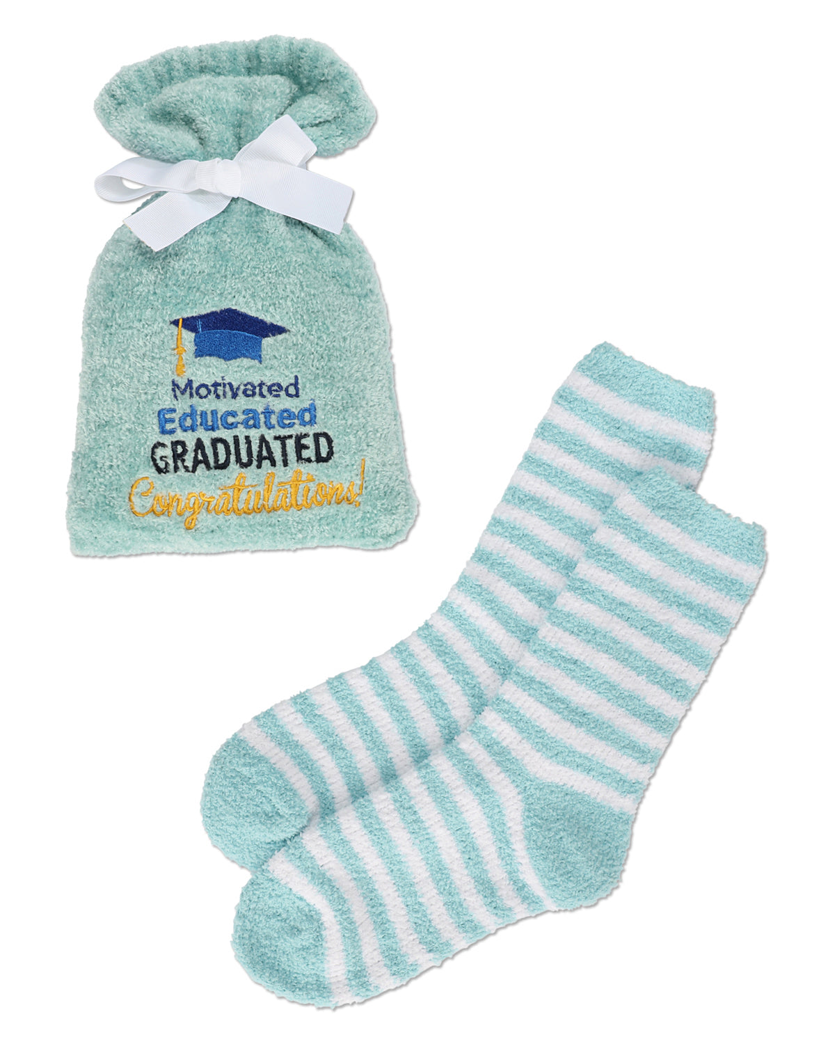 Motivated Educated Graduated Cozy Socks & Gift Set : Color: Blue