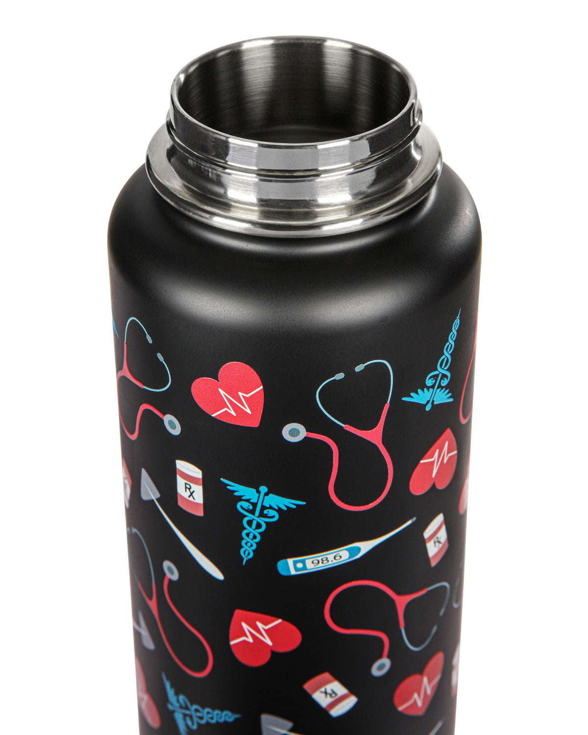 Thermal Insulated Stainless Steel Medical 32 Oz Water Bottle : Color: Black