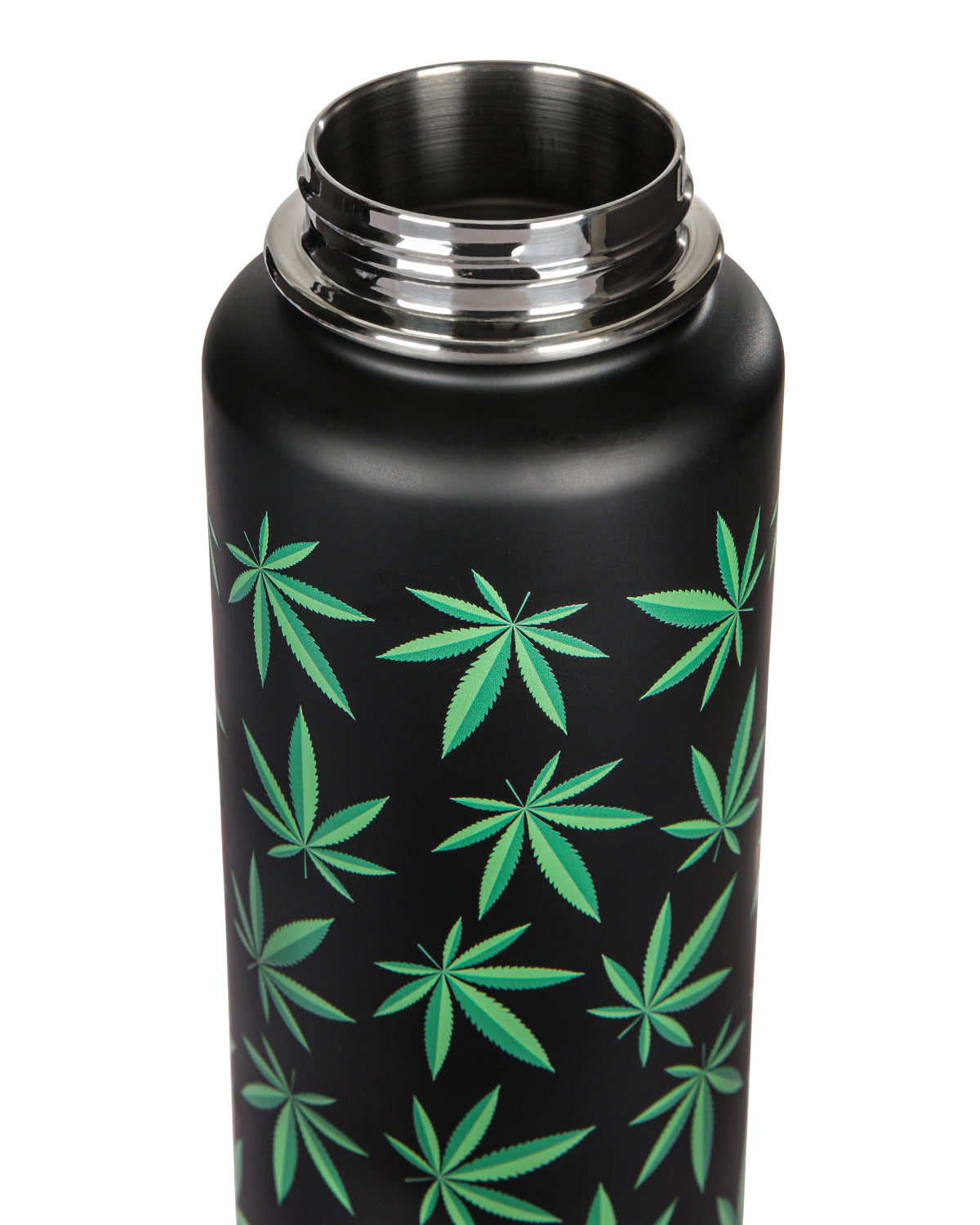 Thermal Insulated Stainless Steel Weed 32 Oz Water Bottle : Color: Black