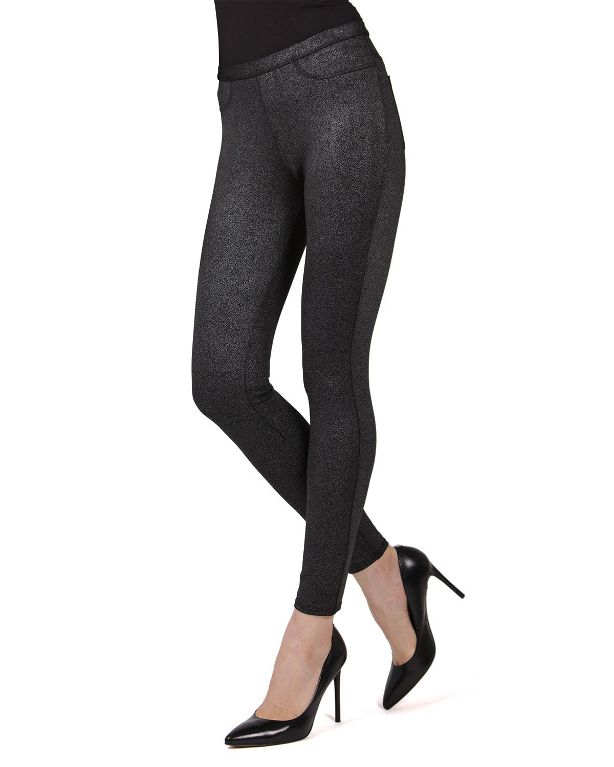 New Years Eve Smoothing Stretch Leggings : Color: Black