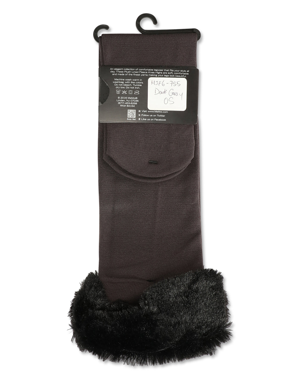 Women's Plush Lined Furry Fleece Knee High Socks : Color: Black